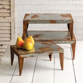 Set of Three Metal Table Risers