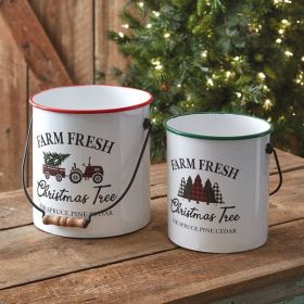Set of Two Farm Fresh Christmas Tree Buckets