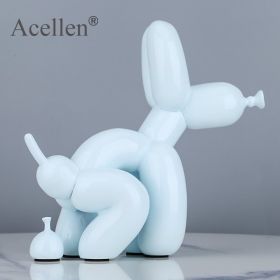 Animals Figurine Resin Cute Squat Poop Balloon Dog Shape Statue Art Sculpture Figurine Craftwork Tabletop Home Decor Accessories (Color: ice blue-22cm, size: S)