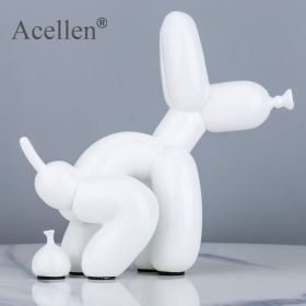 Animals Figurine Resin Cute Squat Poop Balloon Dog Shape Statue Art Sculpture Figurine Craftwork Tabletop Home Decor Accessories (Color: Bright white-22cm, size: S)